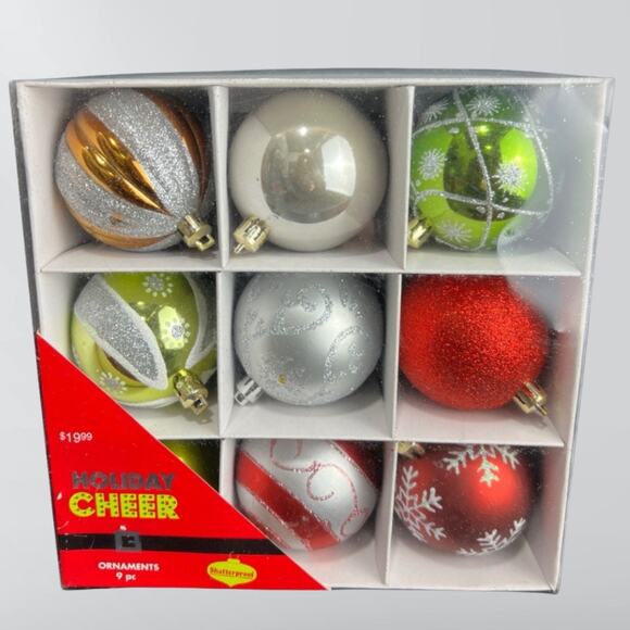 Holiday Cheer Shatterproof Ornaments Box of 6 - Picture 2 of 4